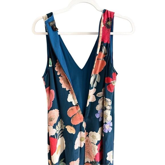 AsbyDF Womens Field Of Poppies Print Silk Juliet Maxi Dress Size Medium - Picture 3 of 16
